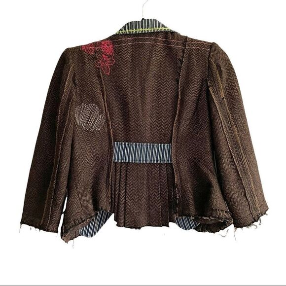 Anthropologie That’s It Button Front Blazer Patches Brown S - Picture 6 of 7
